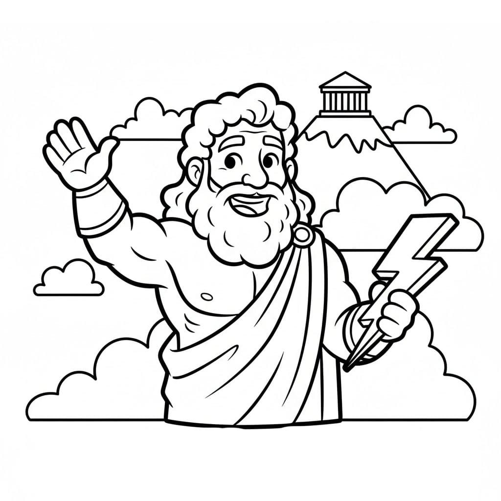 Zeus che saluta da colorare