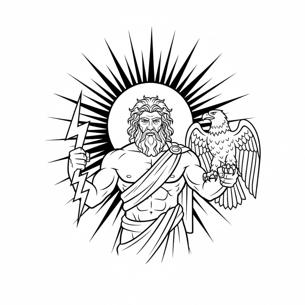 Zeus con il sole da colorare