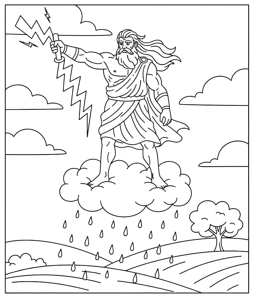 Zeus crea un temporale da colorare