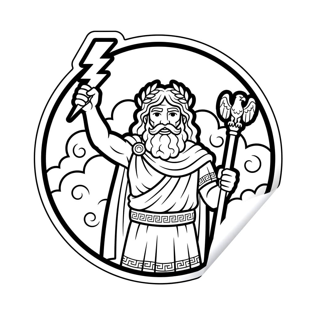 Zeus in stile adesivo da colorare