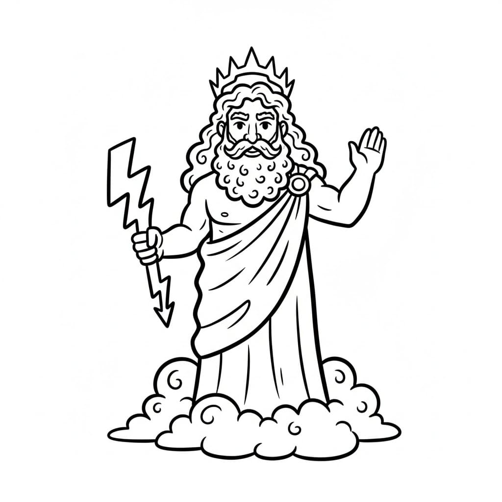 Zeus in stile cartone animato da colorare