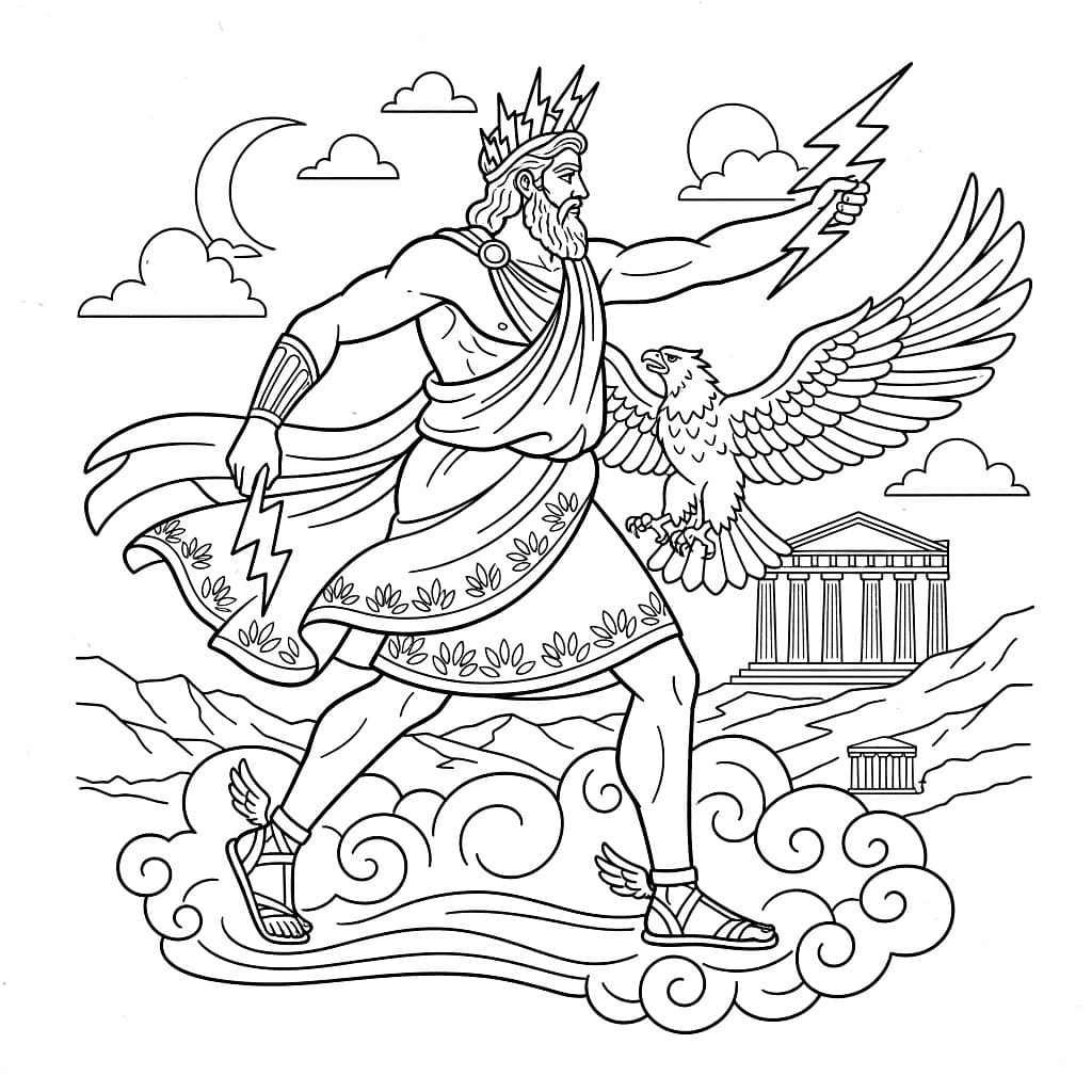 Zeus indossa sandali alati da colorare