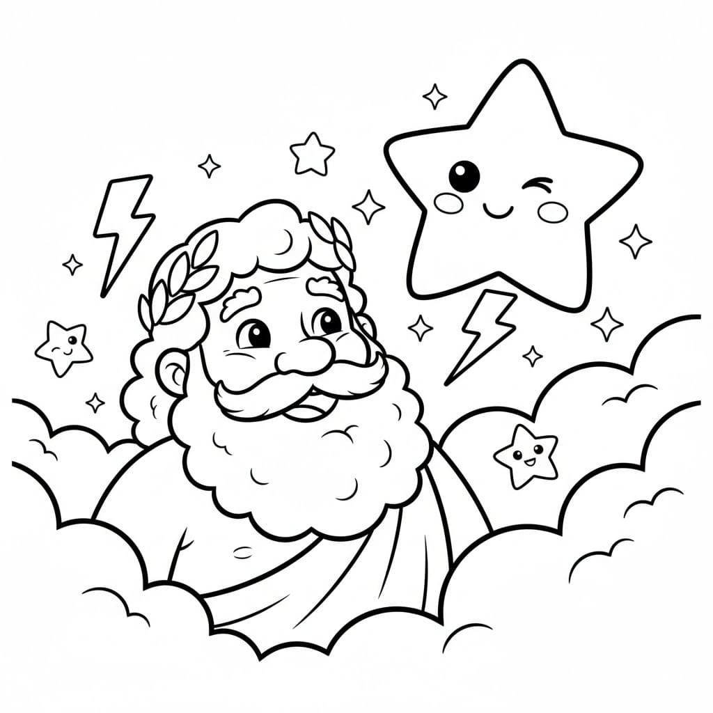 Zeus sorride a una stella da colorare