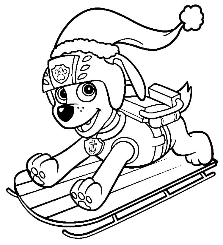 Zuma di Paw Patrol sulla slitta da colorare