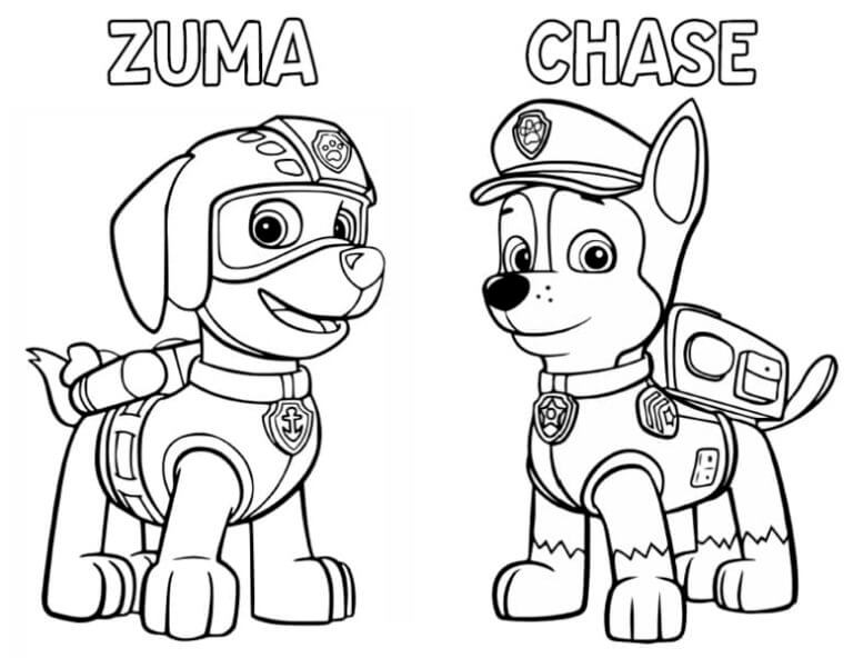 Zuma e Chase da colorare