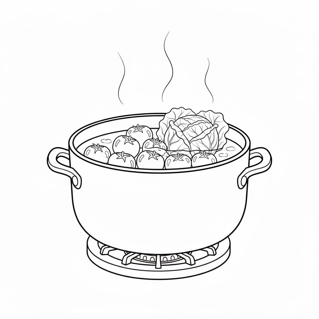 Zuppa di cavolo da colorare