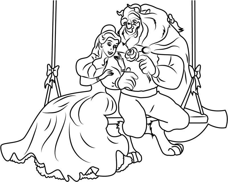 Disegni di La bella e la bestia da colorare - Disegni-Colorare.Com