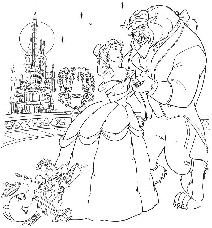 Disegni di La bella e la bestia da colorare - Disegni-Colorare.Com