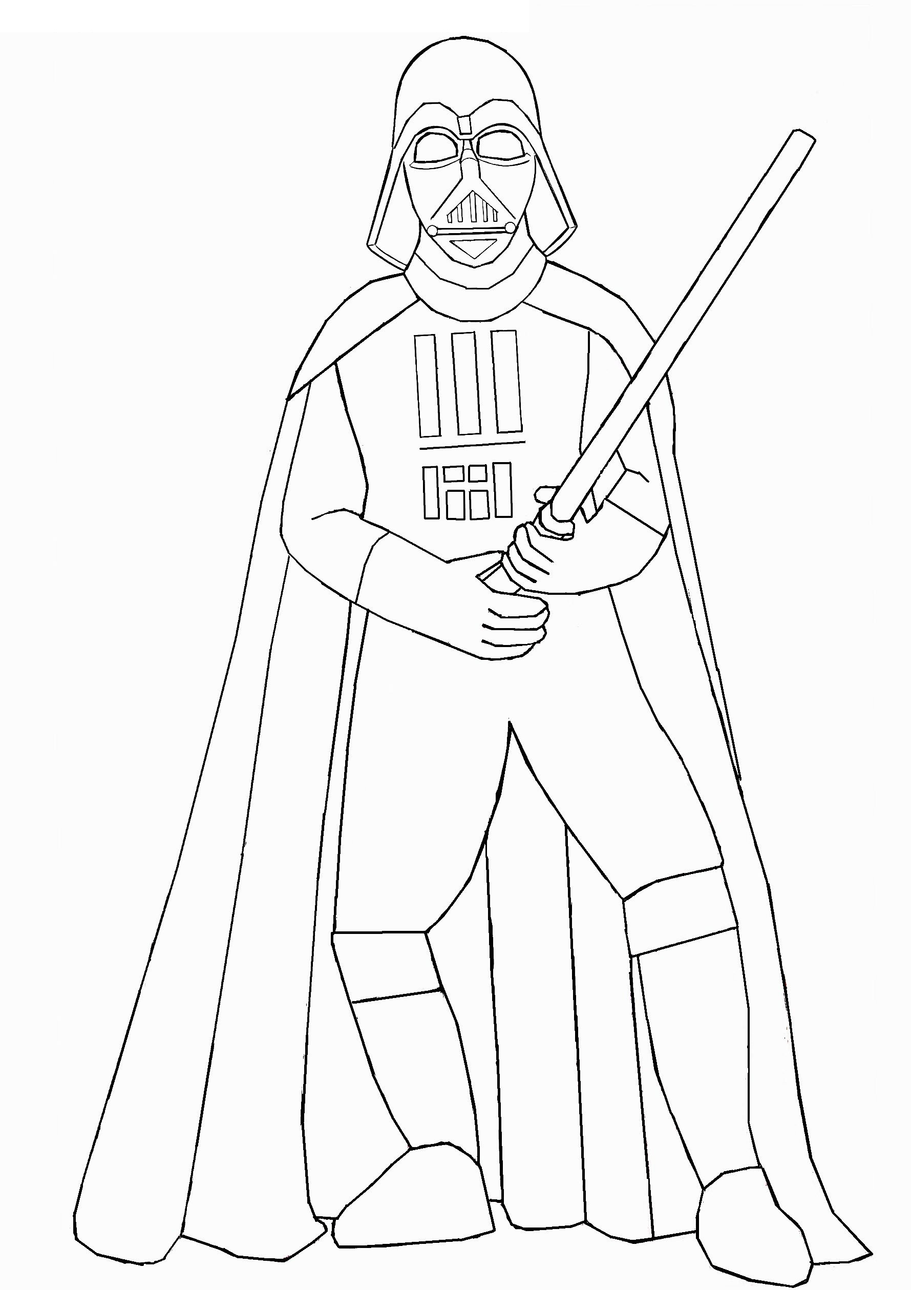 Darth Vader Con La Spada Laser Da Colorare Scarica Stampa O Colora