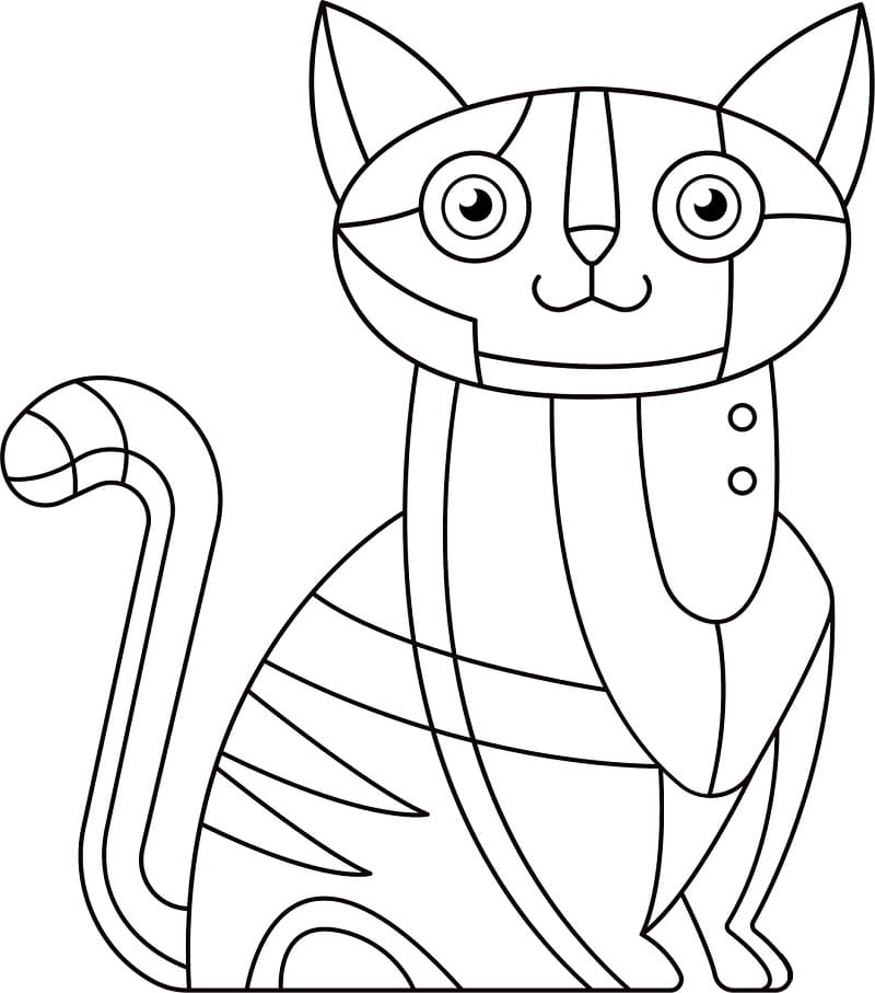 FREEBLOSS Kit Punch Needle Gatto Astratto, Ricamo Moderno Già Incorniciato 23,9x23,9 Cm, Per Principianti, Fai Da Te