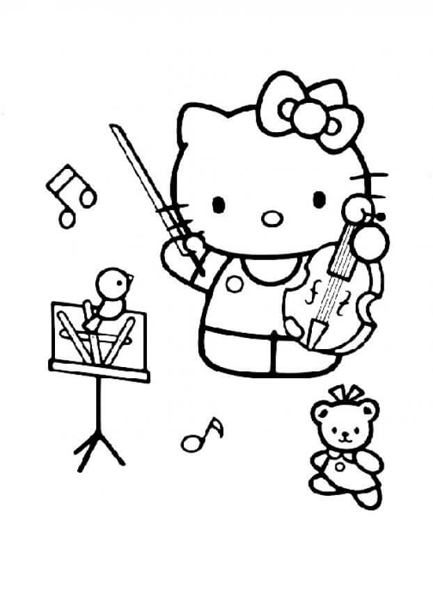 Hello Kitty Suona il Violino da colorare. Scarica, stampa o colora