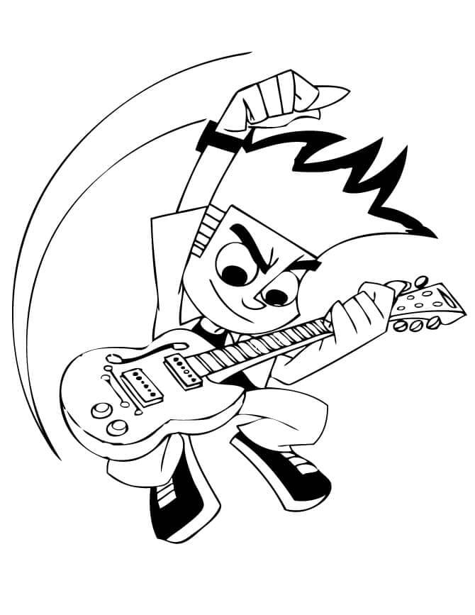 Johnny Test suona la Chitarra da colorare. Scarica, stampa o colora