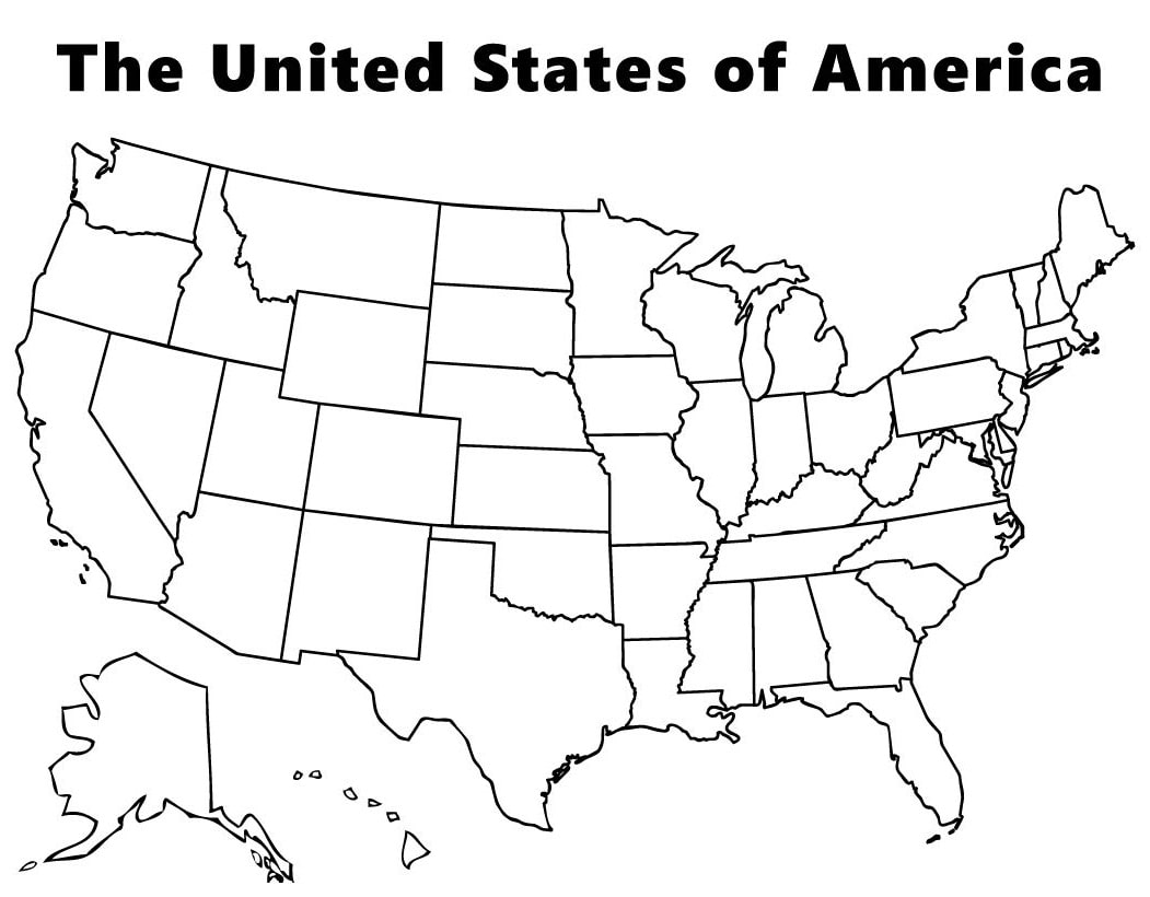 La Mappa Degli Stati Uniti D'America Da Colorare. Scarica, Stampa O ...