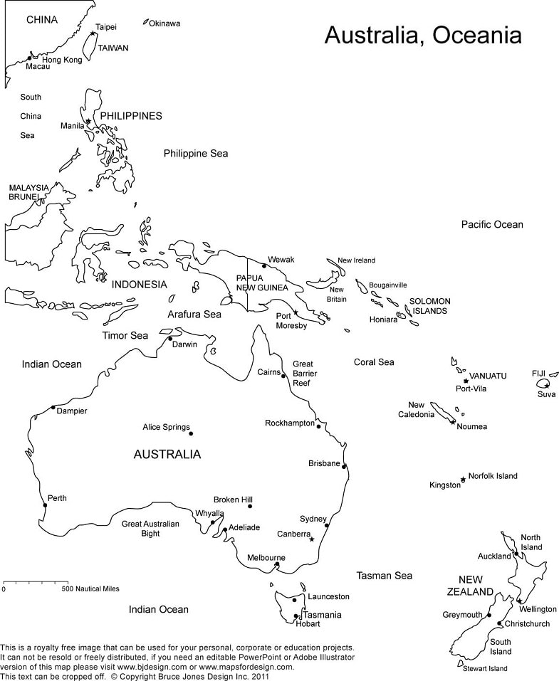 Mappa Dell Australia E Dell Oceania 
