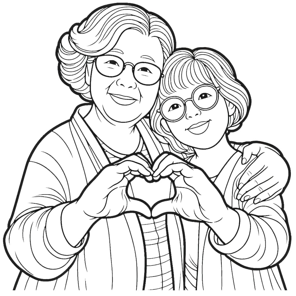 Disegni di Nonna E Nipote da colorare