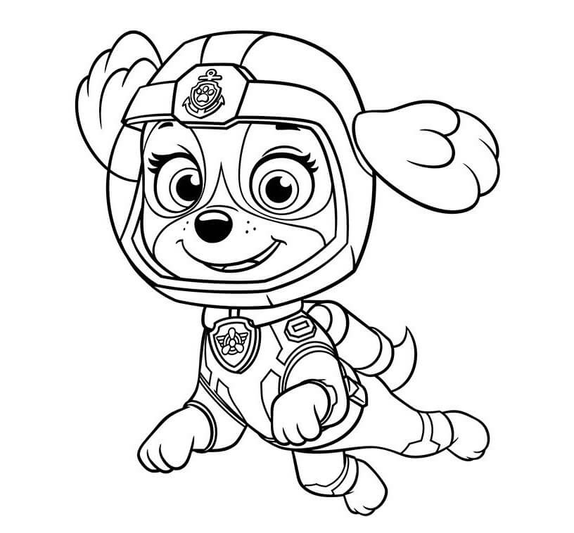 Paw Patrol sorridente Skye da colorare. Scarica, stampa o colora subito