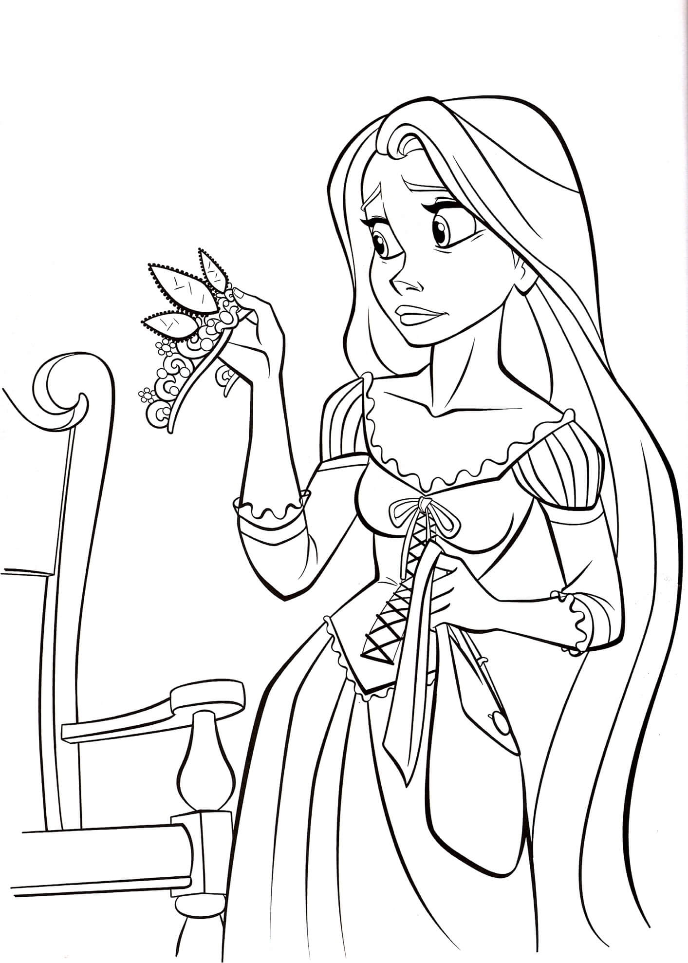 Rapunzel Con In Mano Una Corona Da Colorare Scarica Stampa O Colora 