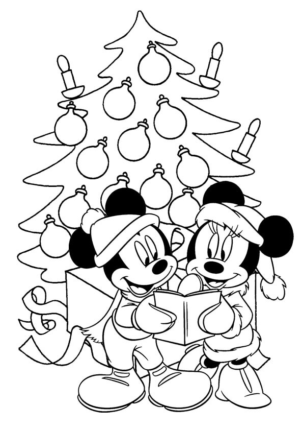 Topolino E Minnie Mouse Con Albero Di Natale Da Colorare Scarica